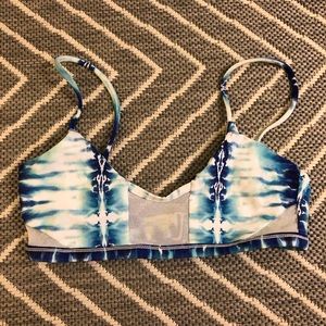 Revolve Blue tie dye patterned swim suit